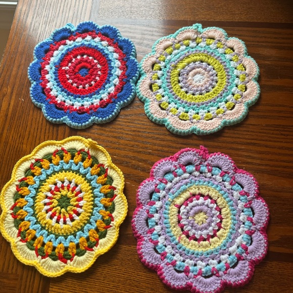 Colorful Crochet Coasters Set - Picture 1 of 9